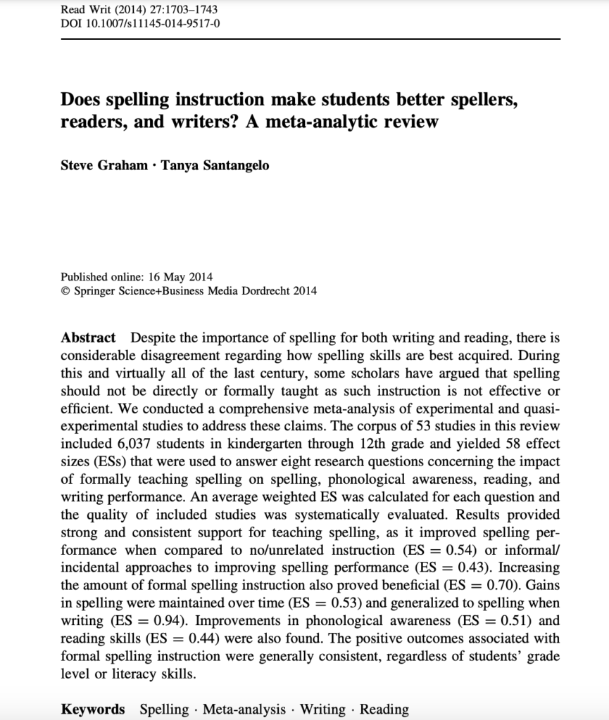 5 Free Research Reads On... Teaching Spelling